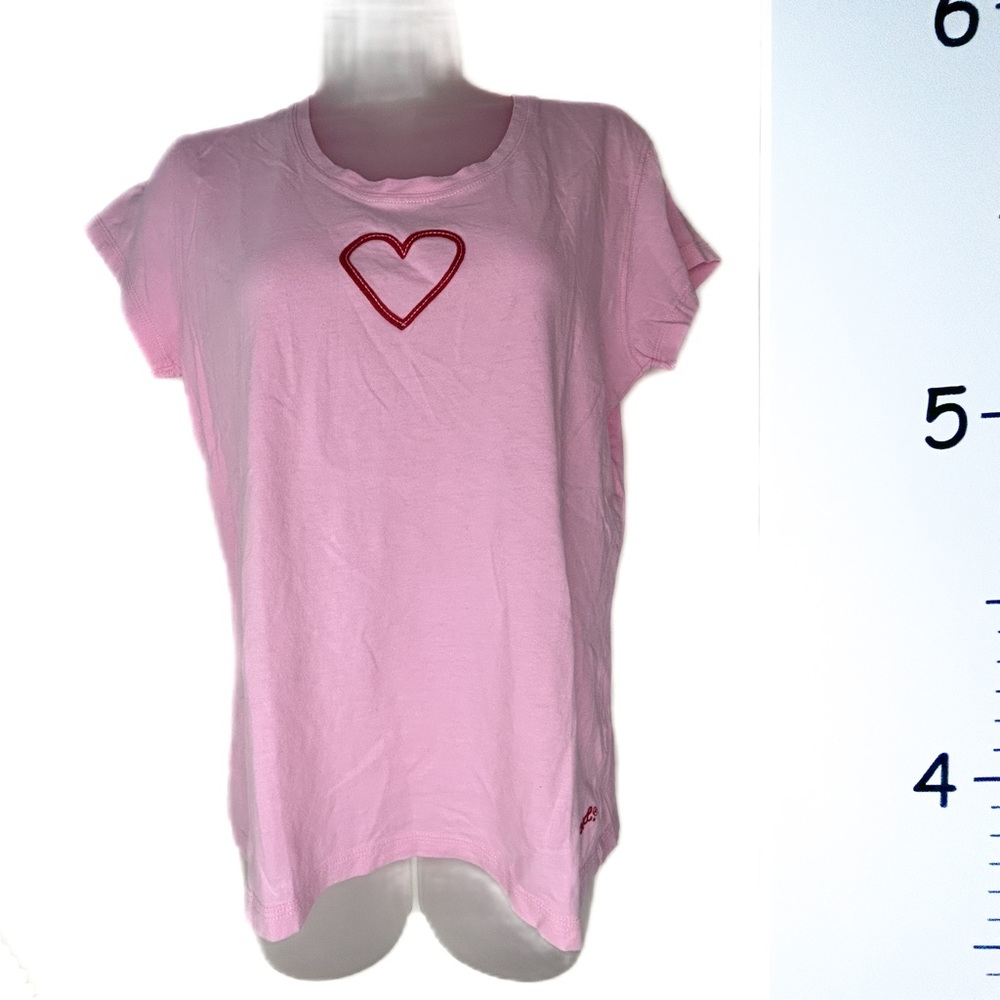Life is Good Pink Pajama‎ Sleep Shirt with Red Heart Logo Medium